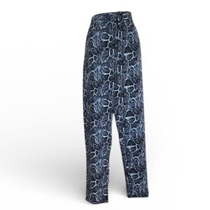 NINA PARKER Snake Women's Pants, front zip, pockets, black white. 2X